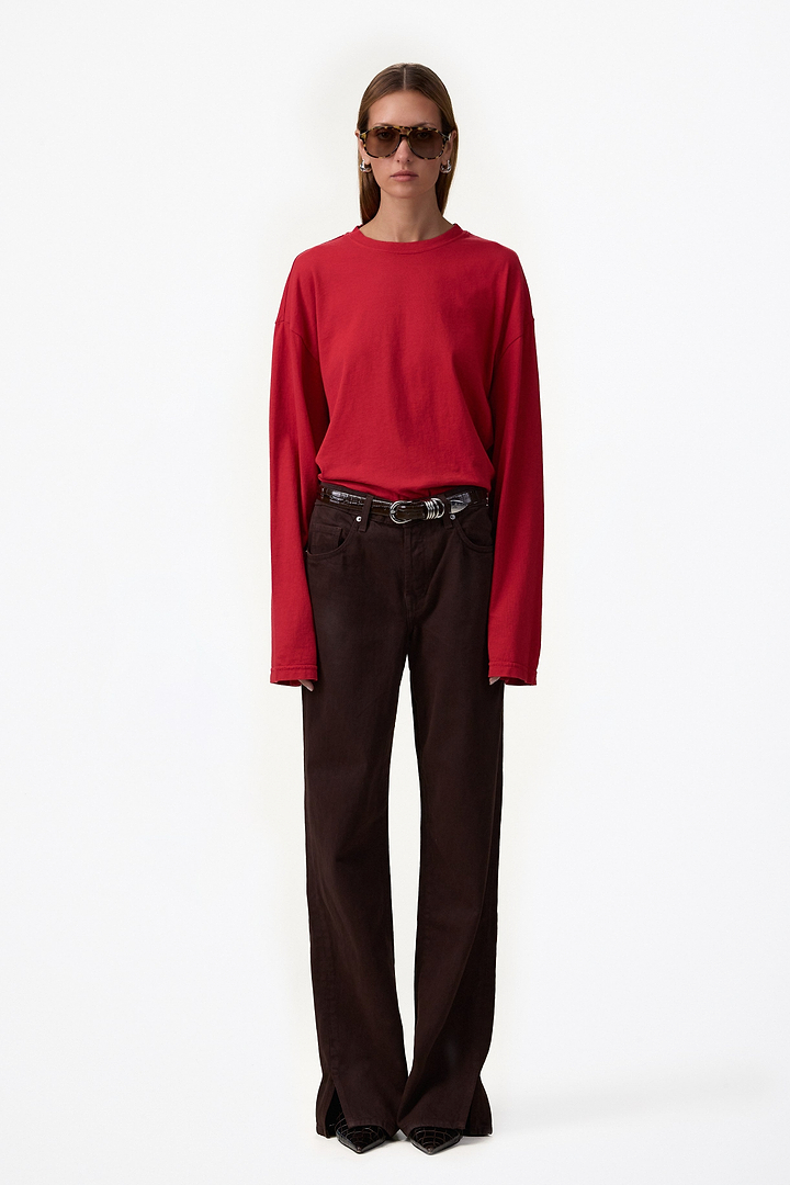 The Boyfriend Long Sleeve Tee (Red)