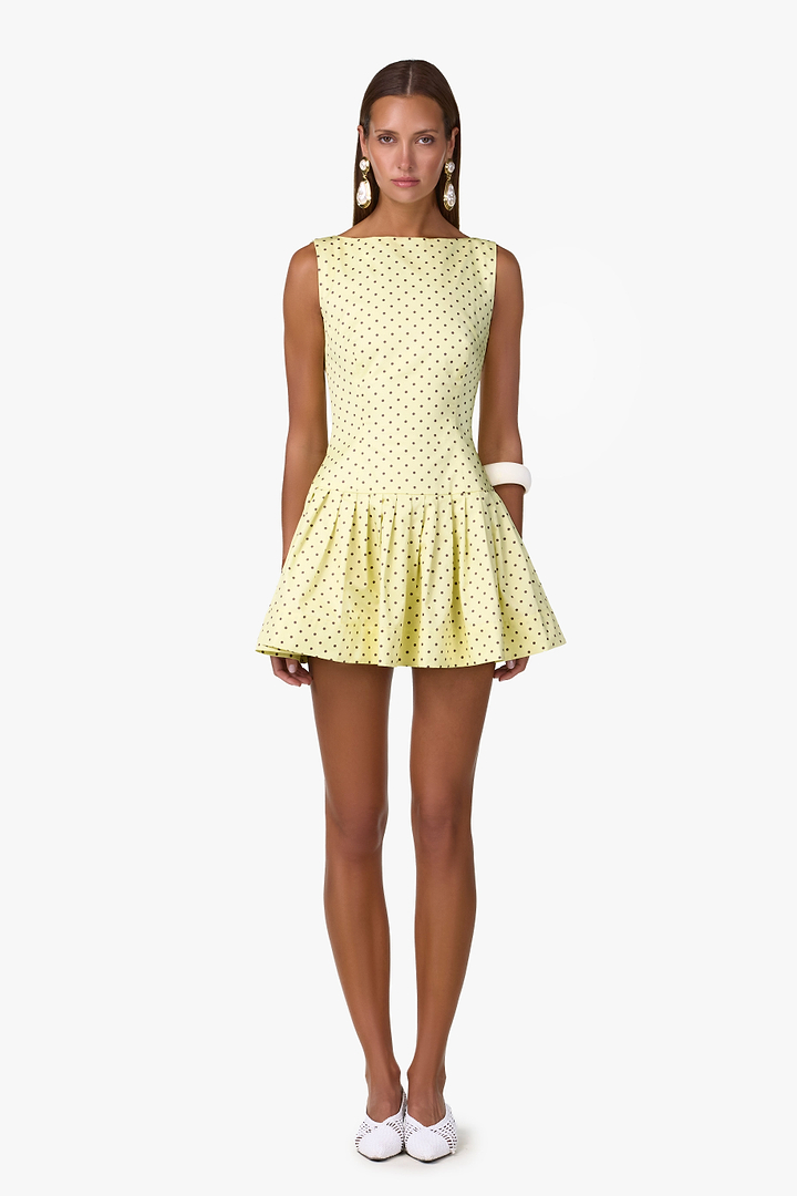 Poplin Mini Dress (Yellow Polka Dot)