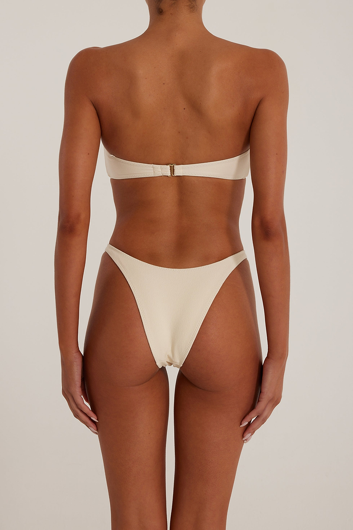 Rosette Bandeau Top (Faux Suede Cream/Black)