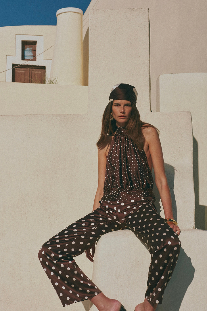Silk Pant (Chocolate Brown Polka Dot)
