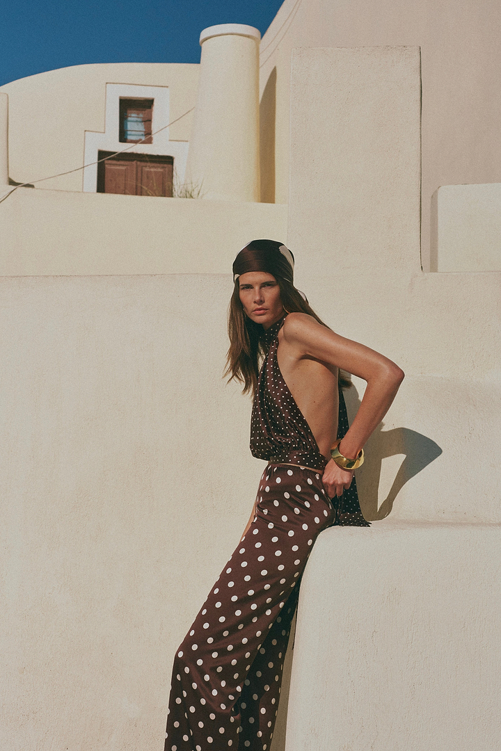 Silk Pant (Chocolate Brown Polka Dot)
