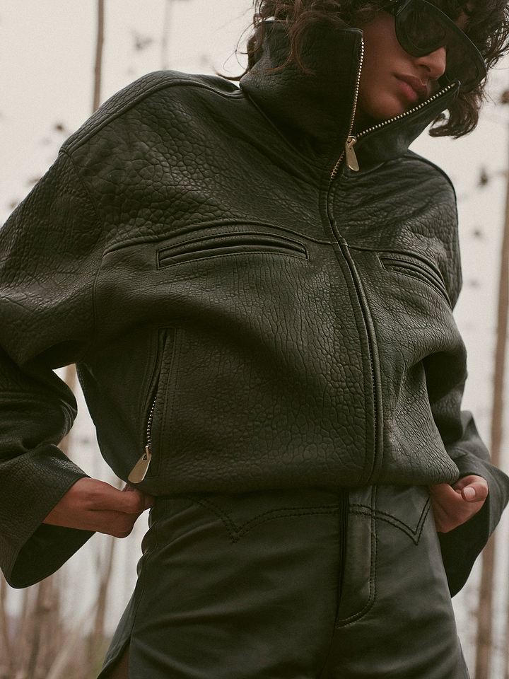 The Leather Bomber Jacket (Black)