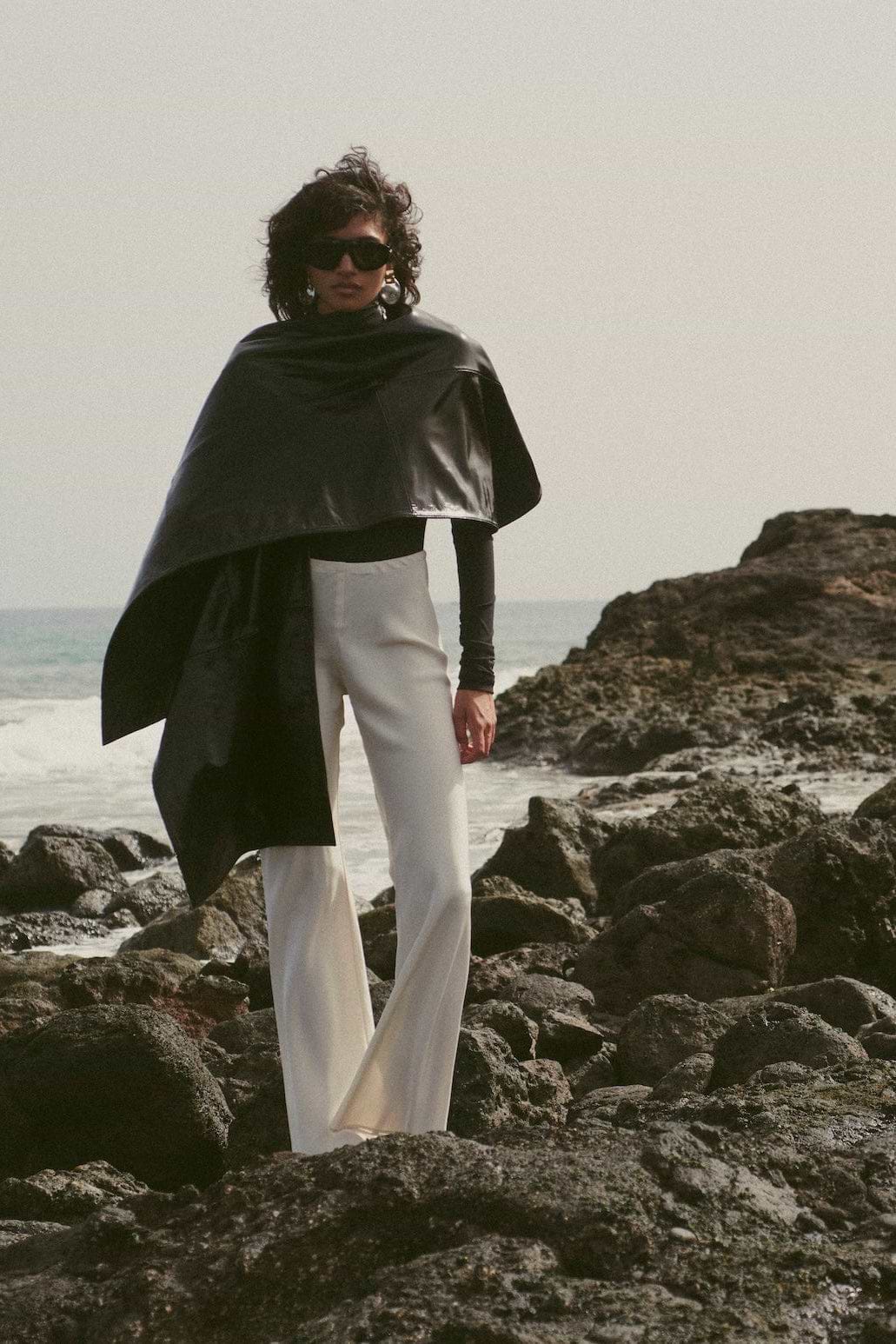 Leather Wrap Cape (Black)