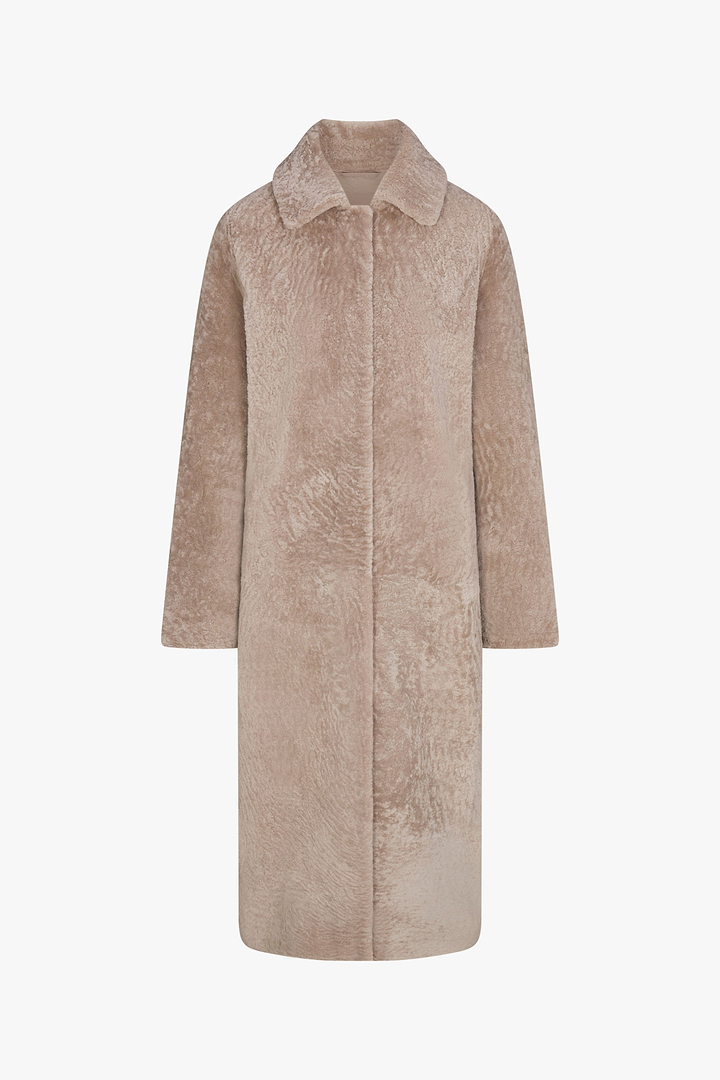 Shearling Long Coat (Greige)
