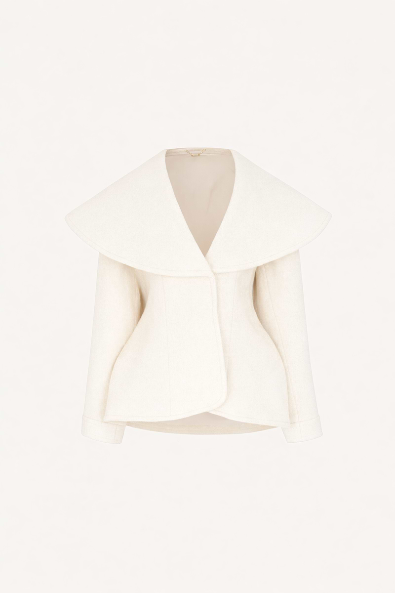 Short Wool Coat (Cream)
