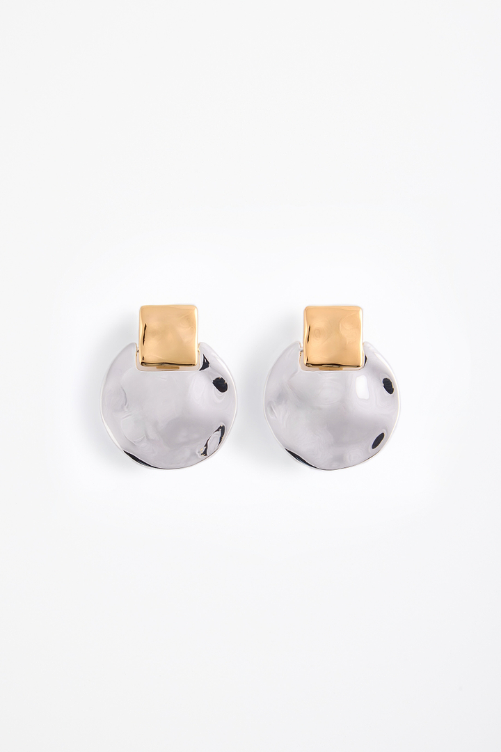Hammered Two Tone Earring (Silver/Gold)