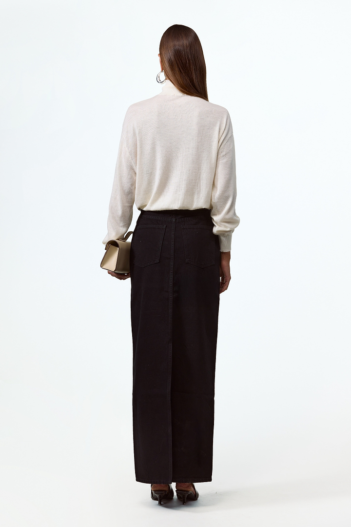 The Denim Pencil Maxi Skirt (Black)