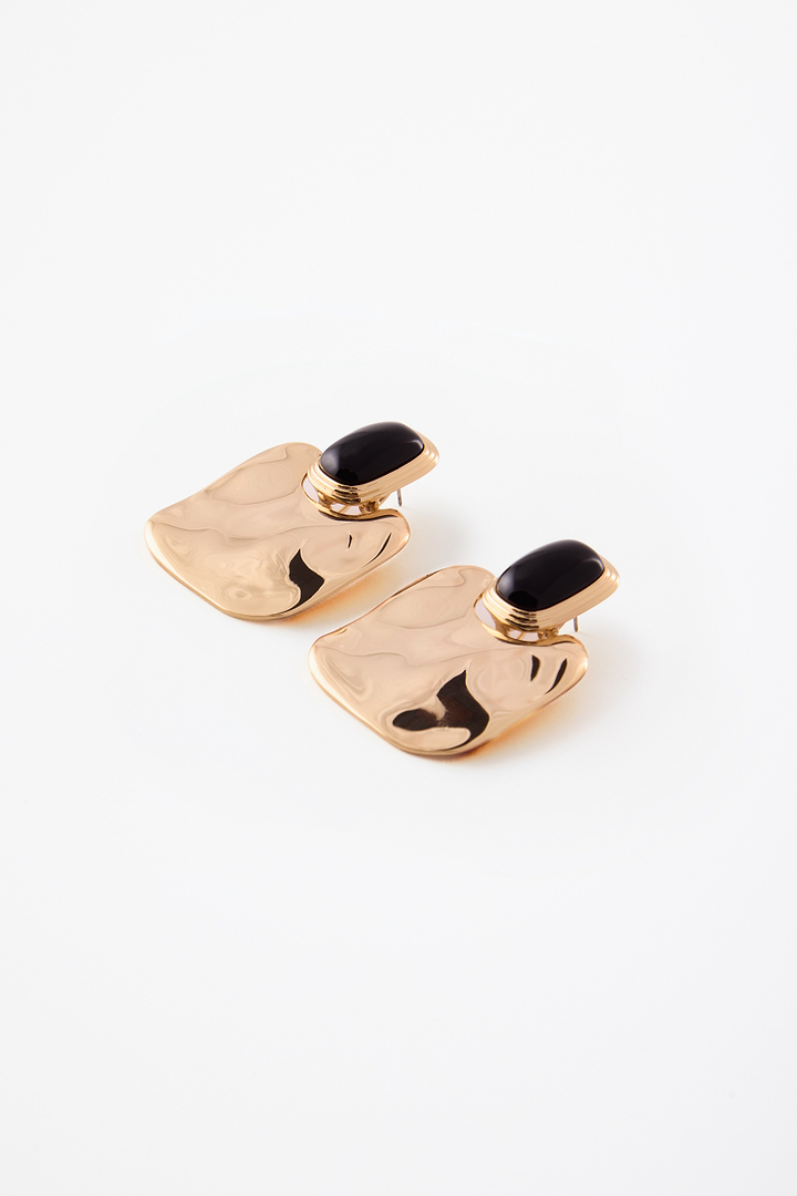 Stone Drop Earring (Gold/Black)