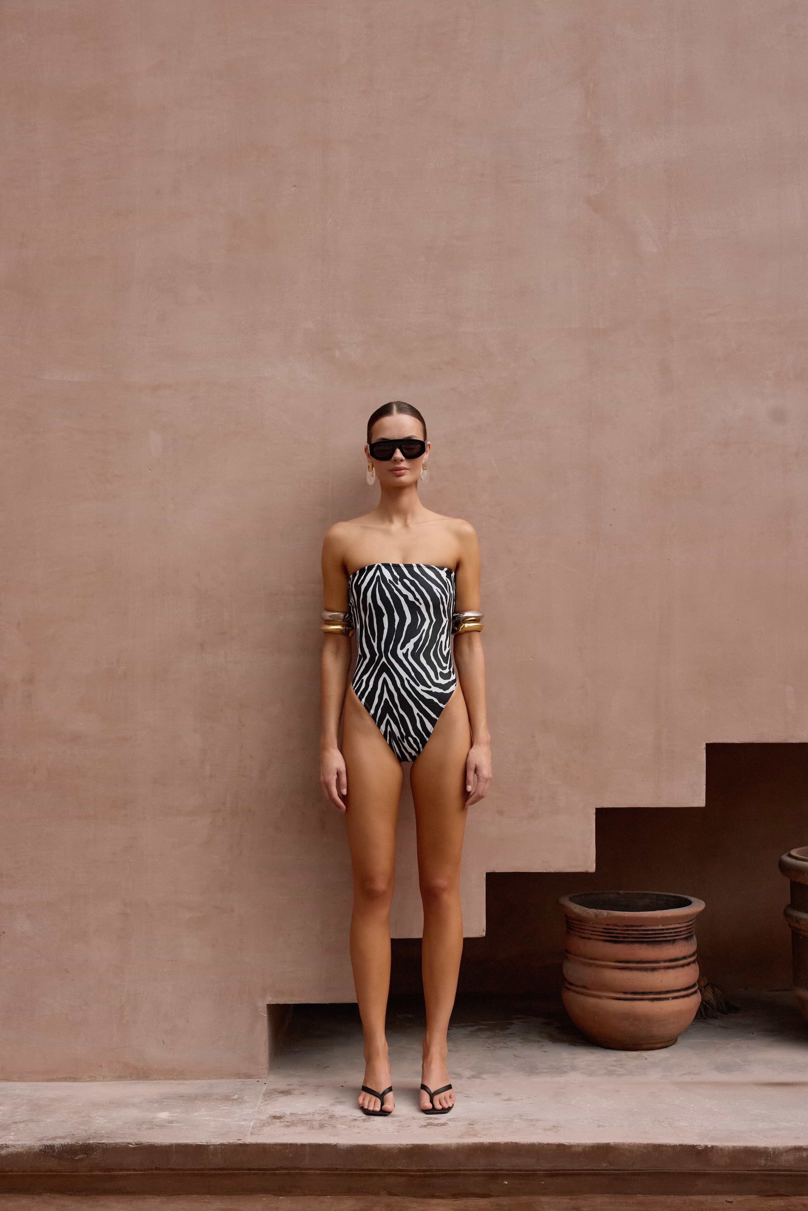 SAME Strapless One Piece | Zebra