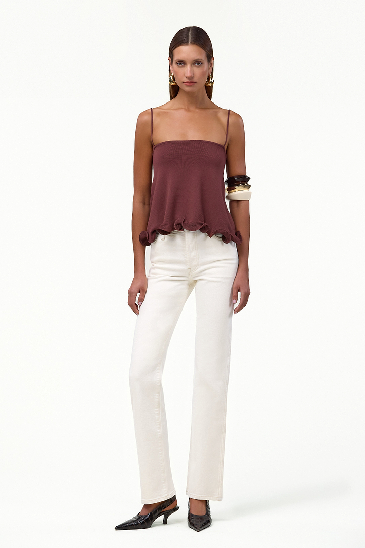 Ruffle Hem Tank (Chocolate Brown)