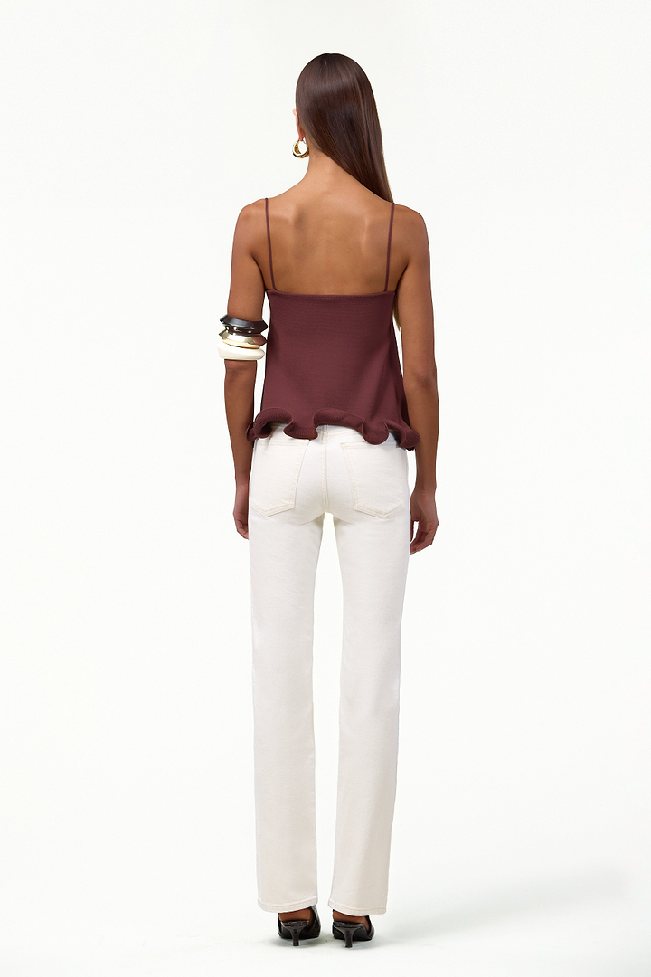 Ruffle Hem Tank (Chocolate Brown)
