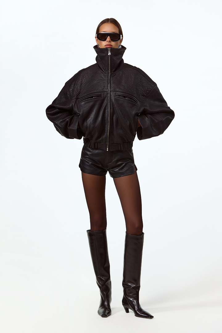 The Leather Bomber Jacket (Black)