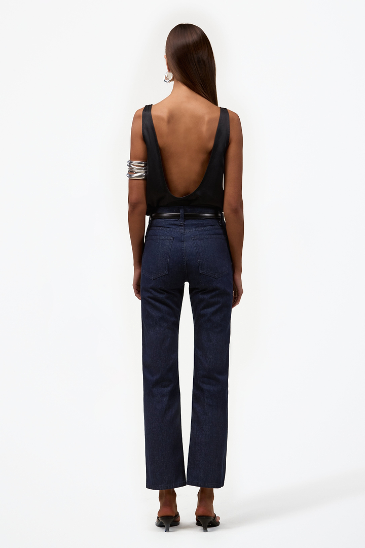 The Straight Ankle Jean (Dark Indigo)