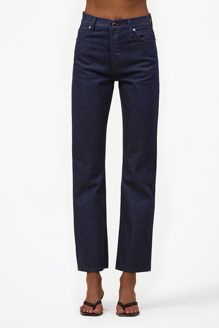 The Straight Ankle Jean (Dark Indigo)