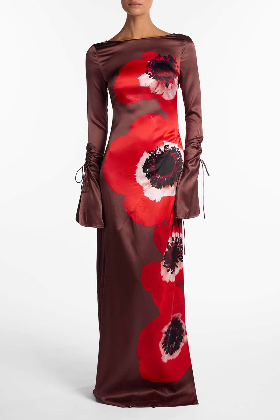 Silk Floral Gown (Brown/Red)