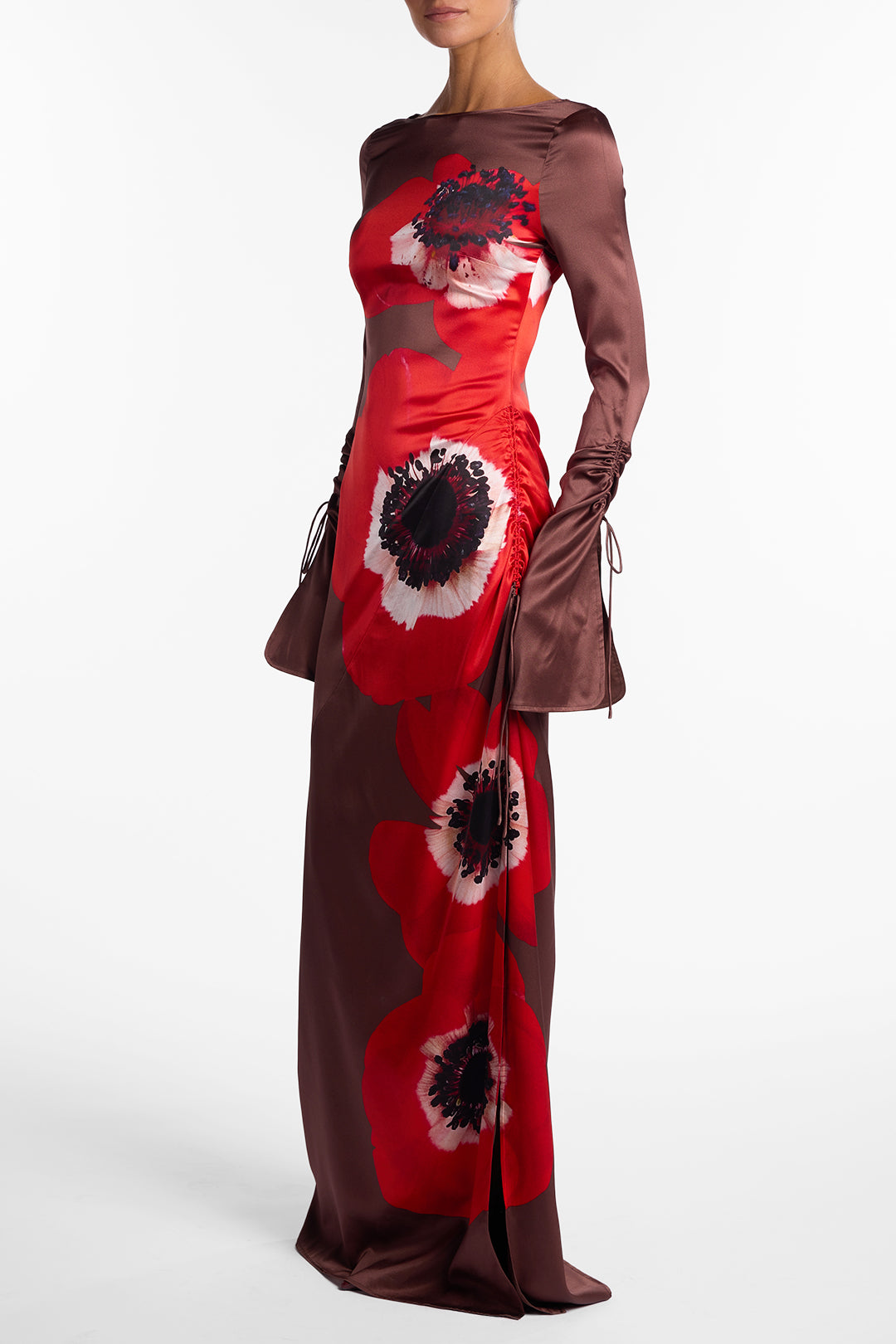 Silk Floral Gown (Brown/Red)