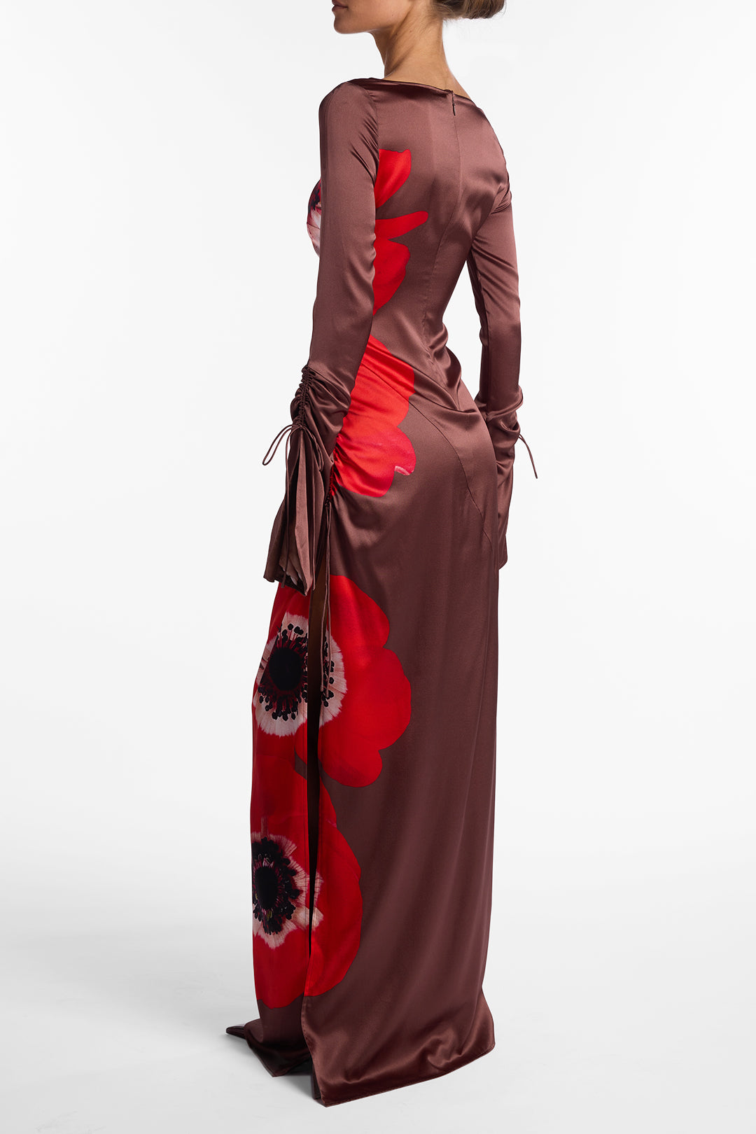 Silk Floral Gown (Brown/Red)