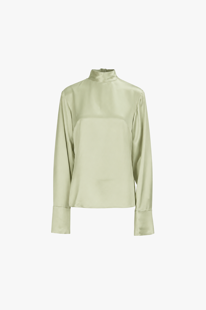 Silk Long Sleeve Blouse (Sage)
