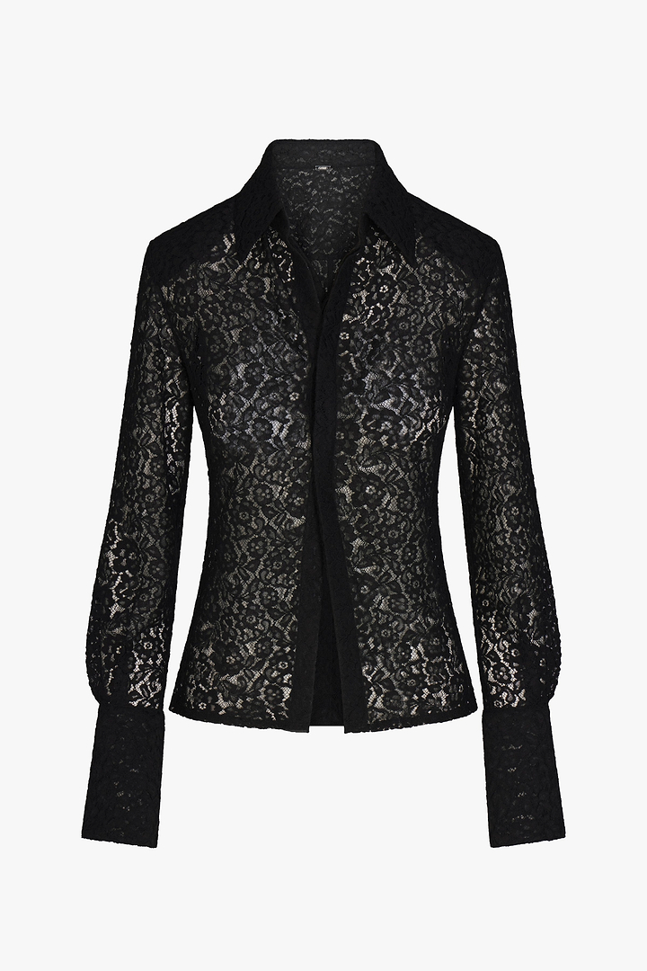 Tailored Lace Blouse (Black)