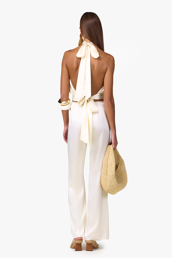 Silk Halter Top (Cream)