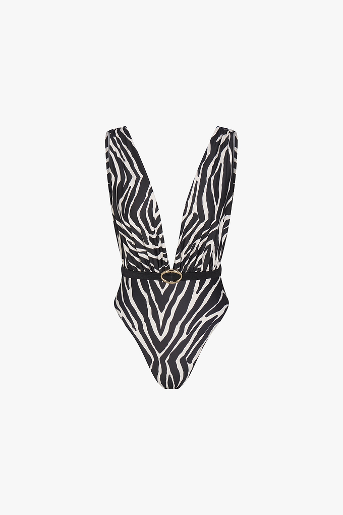 Belted V One Piece (Zebra)