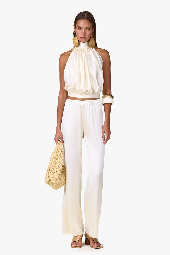 Silk Halter Top (Cream)
