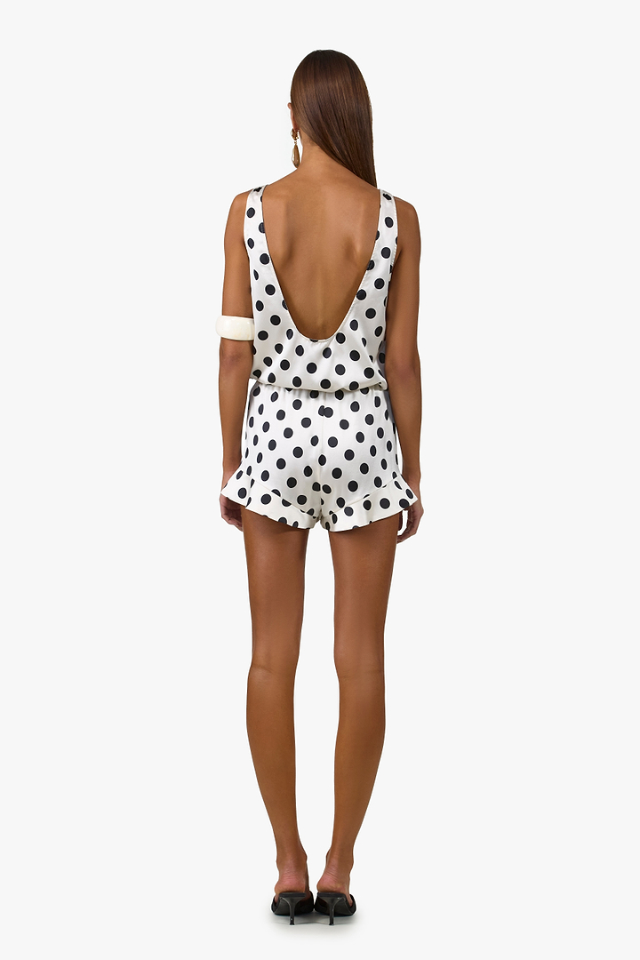 Silk Tank (Cream Polka Dot)