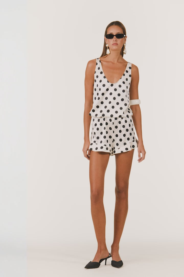 Silk Tank (Cream Polka Dot)