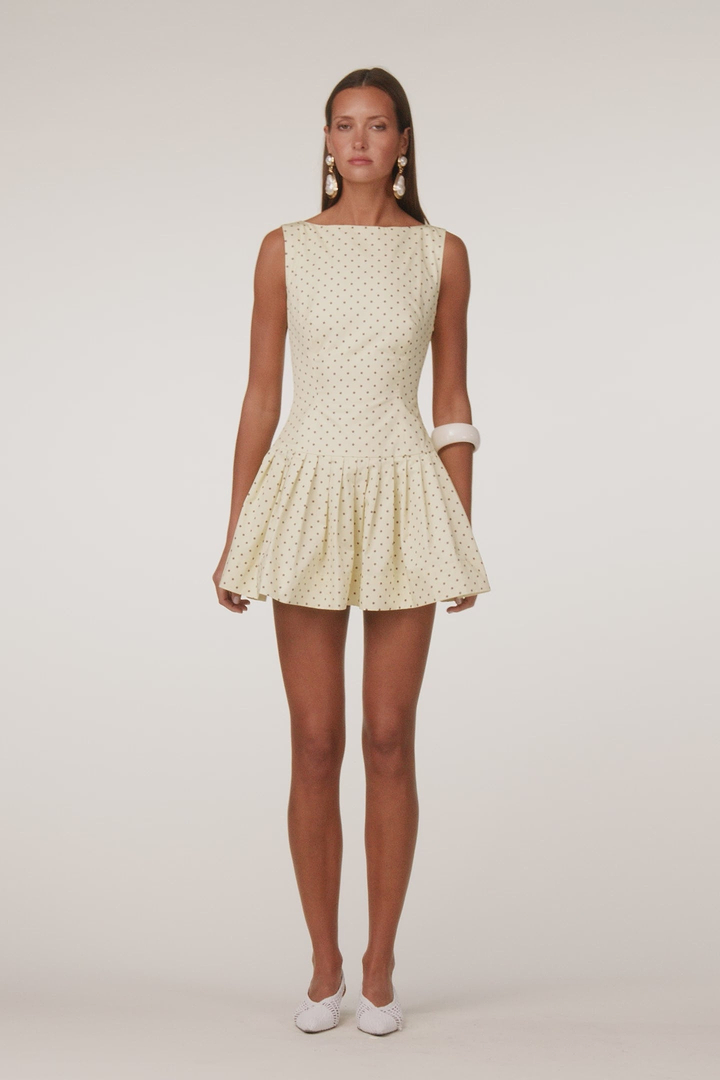 Poplin Mini Dress (Yellow Polka Dot)