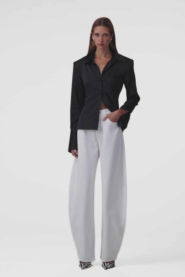 Tailored Silk Blouse (Black)