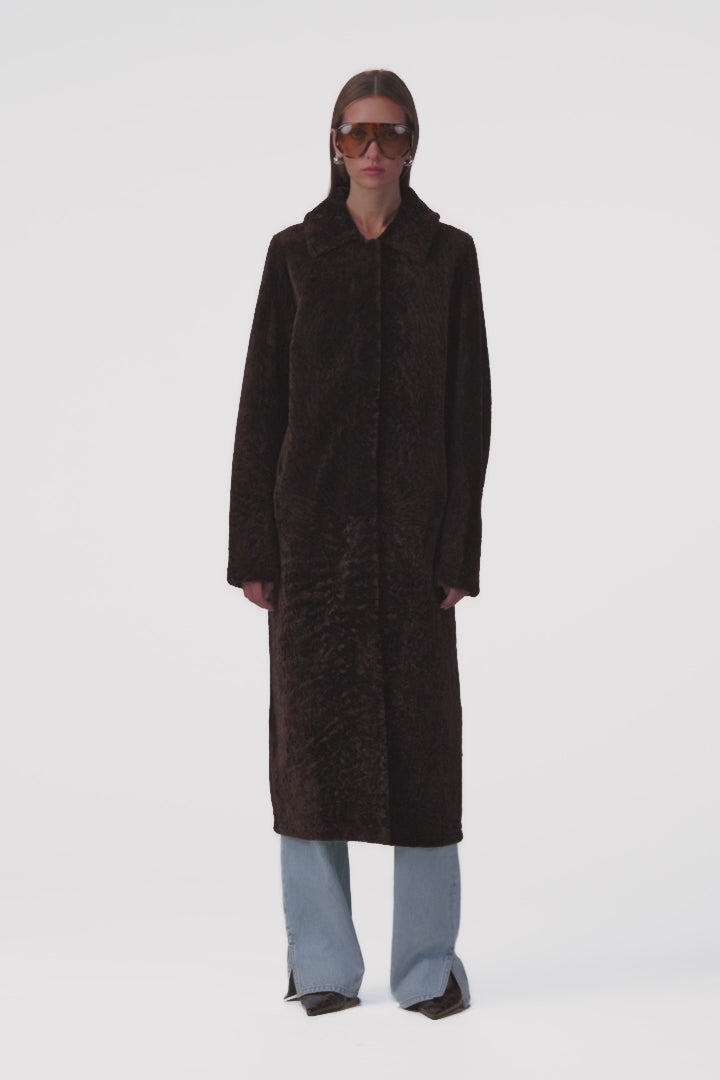 Shearling Long Coat (Espresso)