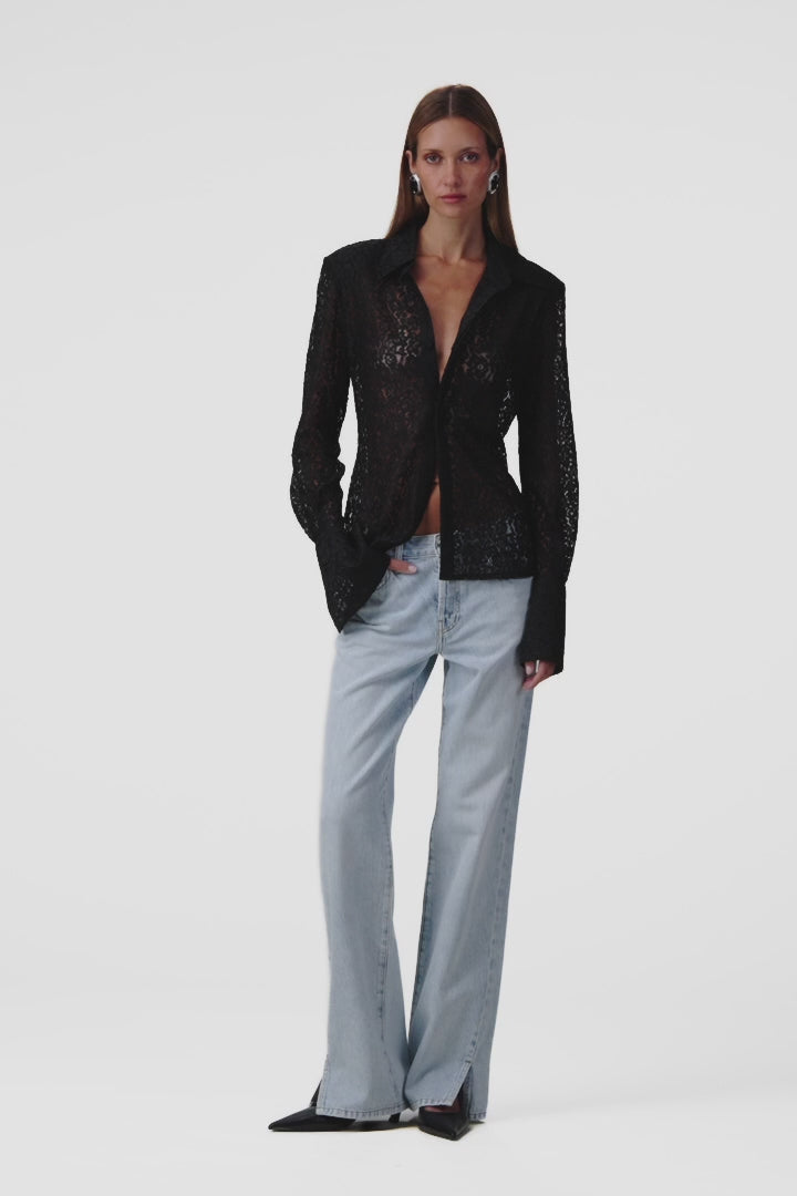 Tailored Lace Blouse (Black)