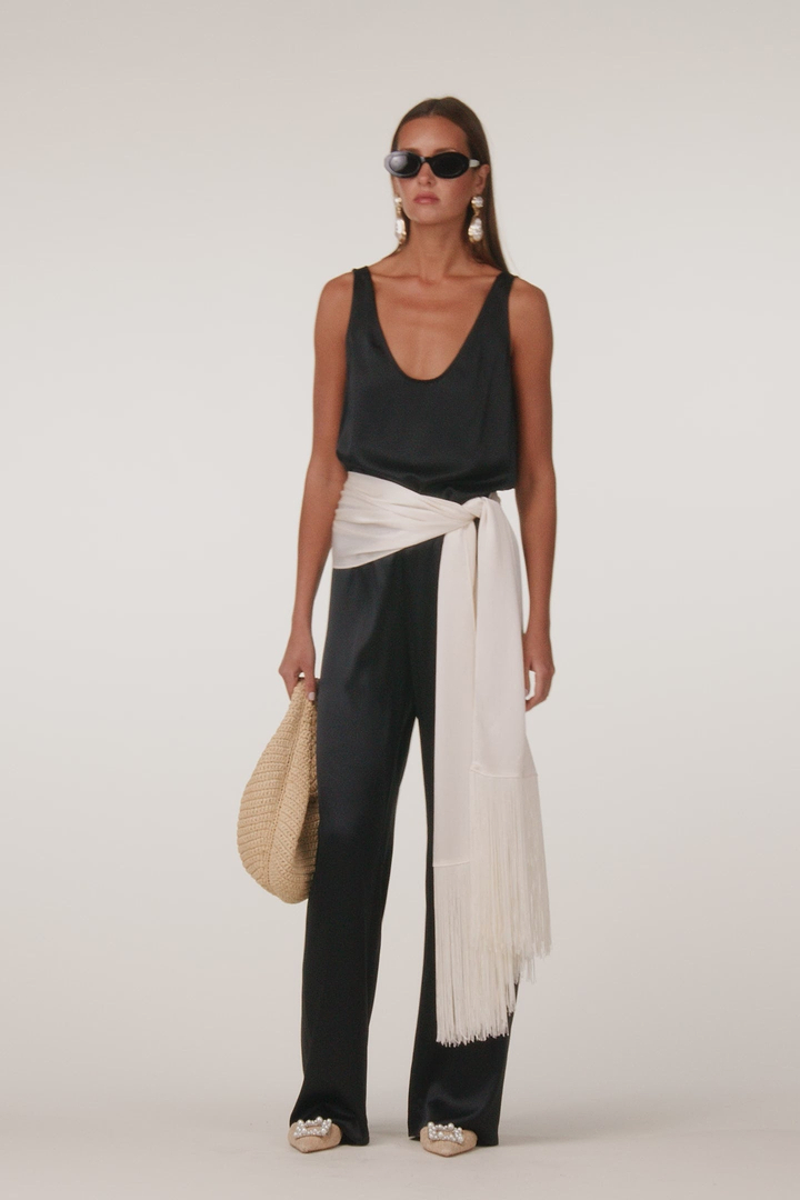Fringe Waist Scarf (Cream)