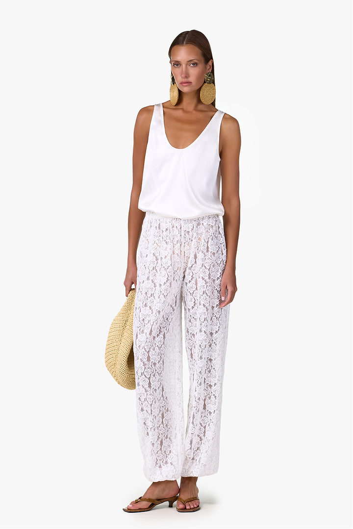 Lace Balloon Pant (White)