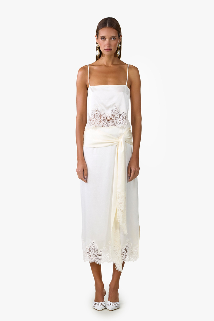 Lace Silk Tank (Cream)