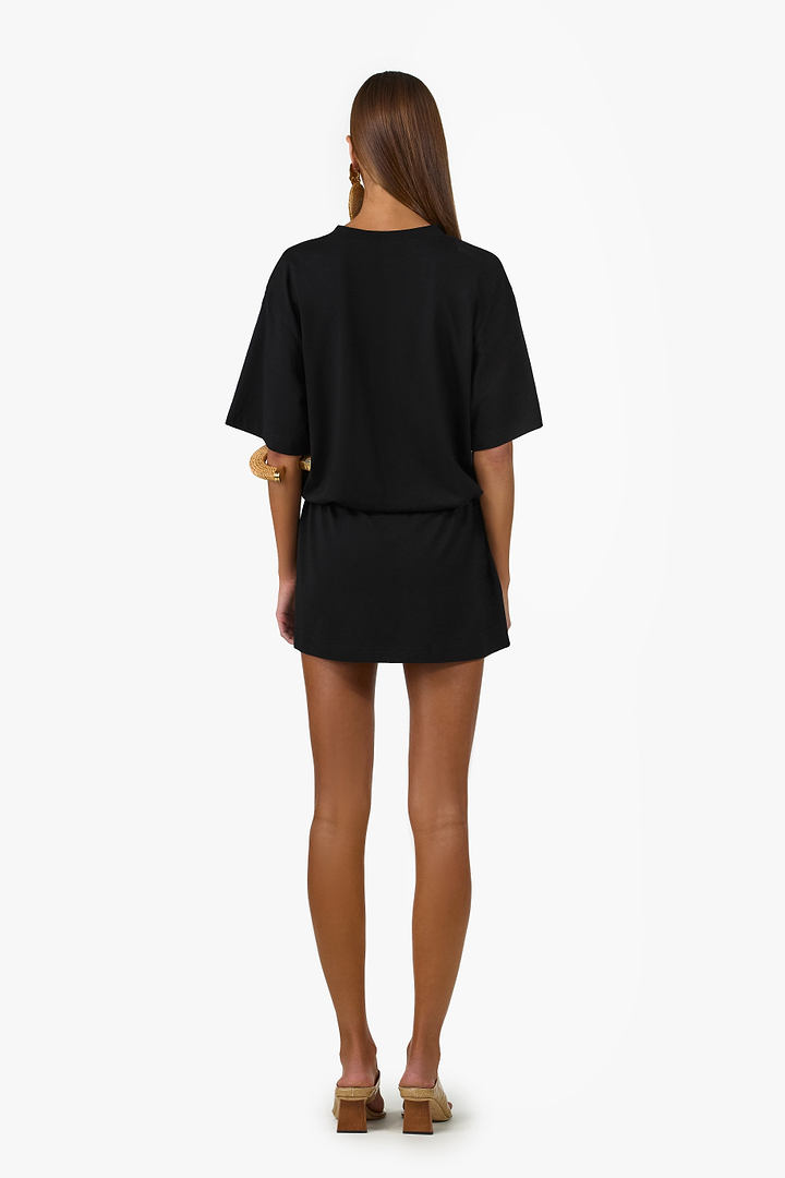 Stone Beaded T-Shirt Dress (Black)