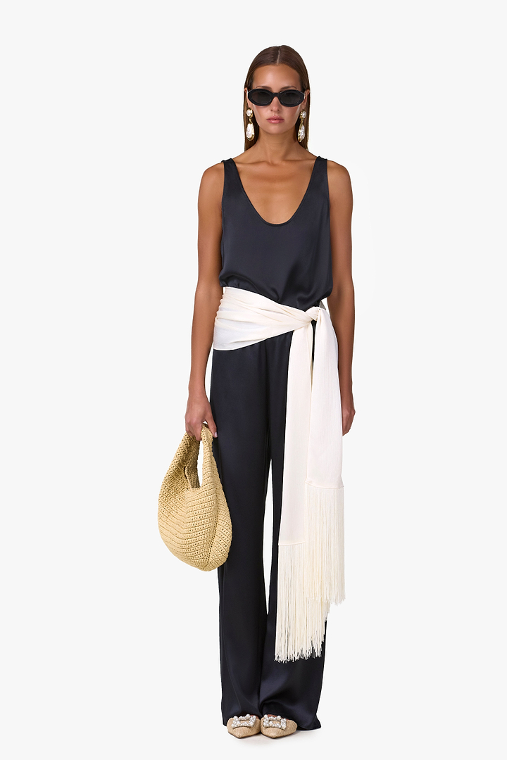 Fringe Waist Scarf (Cream)
