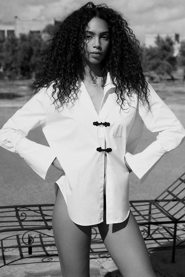 Oversized Poplin Shirt (White/Black)