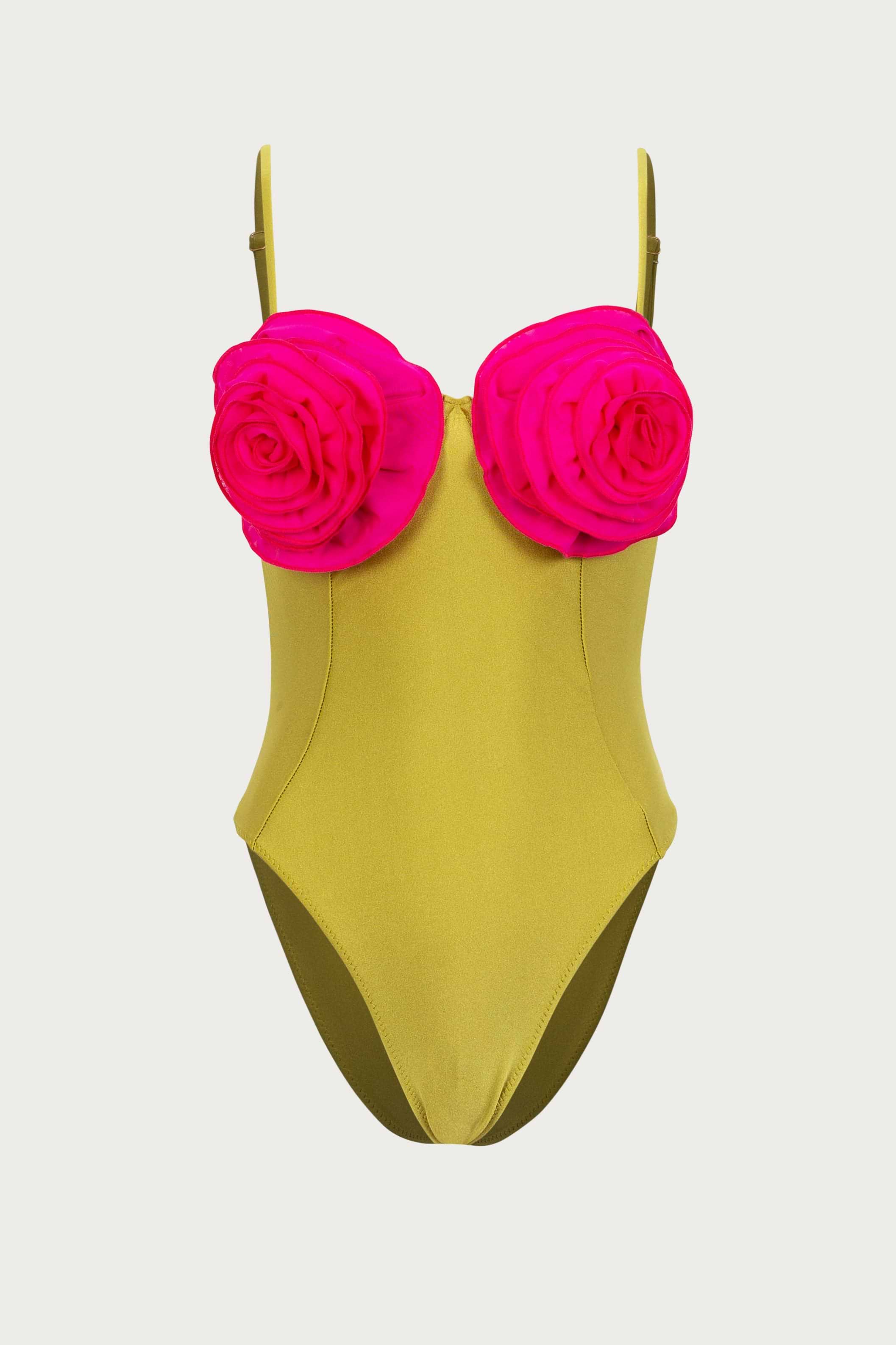 SAME Rose One Piece | Green/Fuchsia