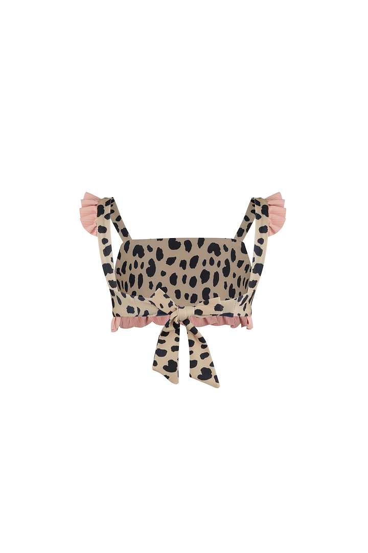 ruffle bandeau top (leopard/ribbed blush)