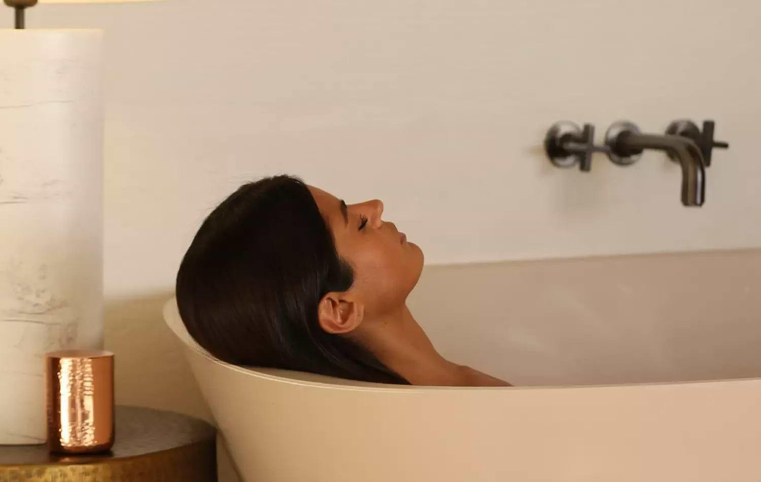 LYMA manifesting bathtub sypplement jar lady relaxing LYMA manifesting bathtub sypplement jar lady relaxing