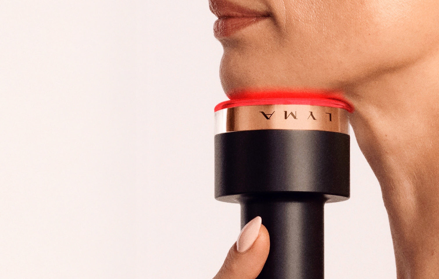 Laser skin treatment with LYMA Laser Pro applied on chin closeup