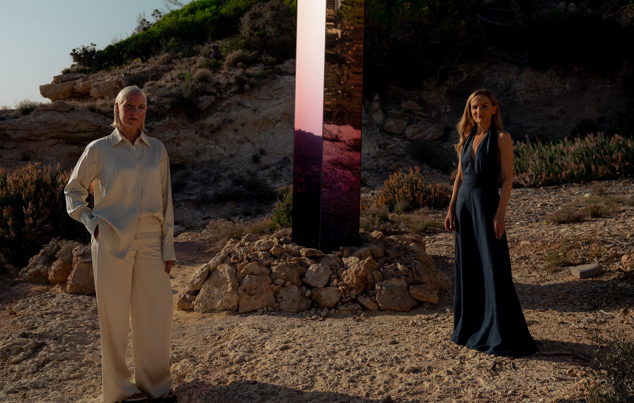 Sabine Marcelis with LYMA founder Lucy Goff at Ibiza light sculpture unveiling