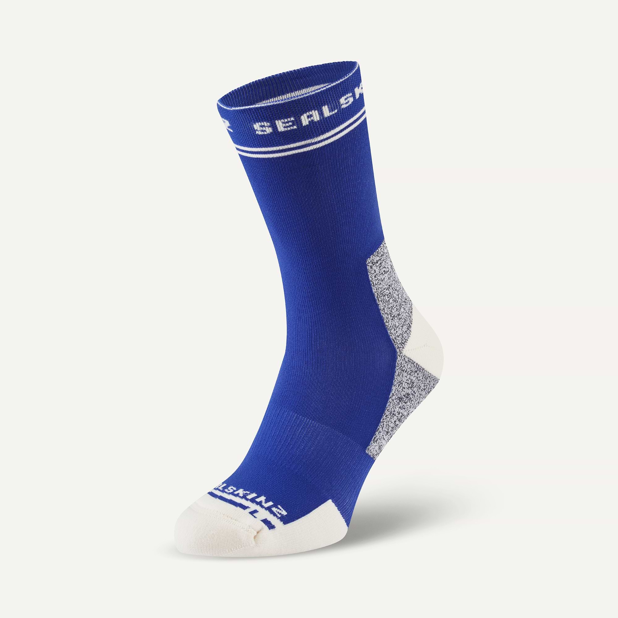 Blue mid length running sock