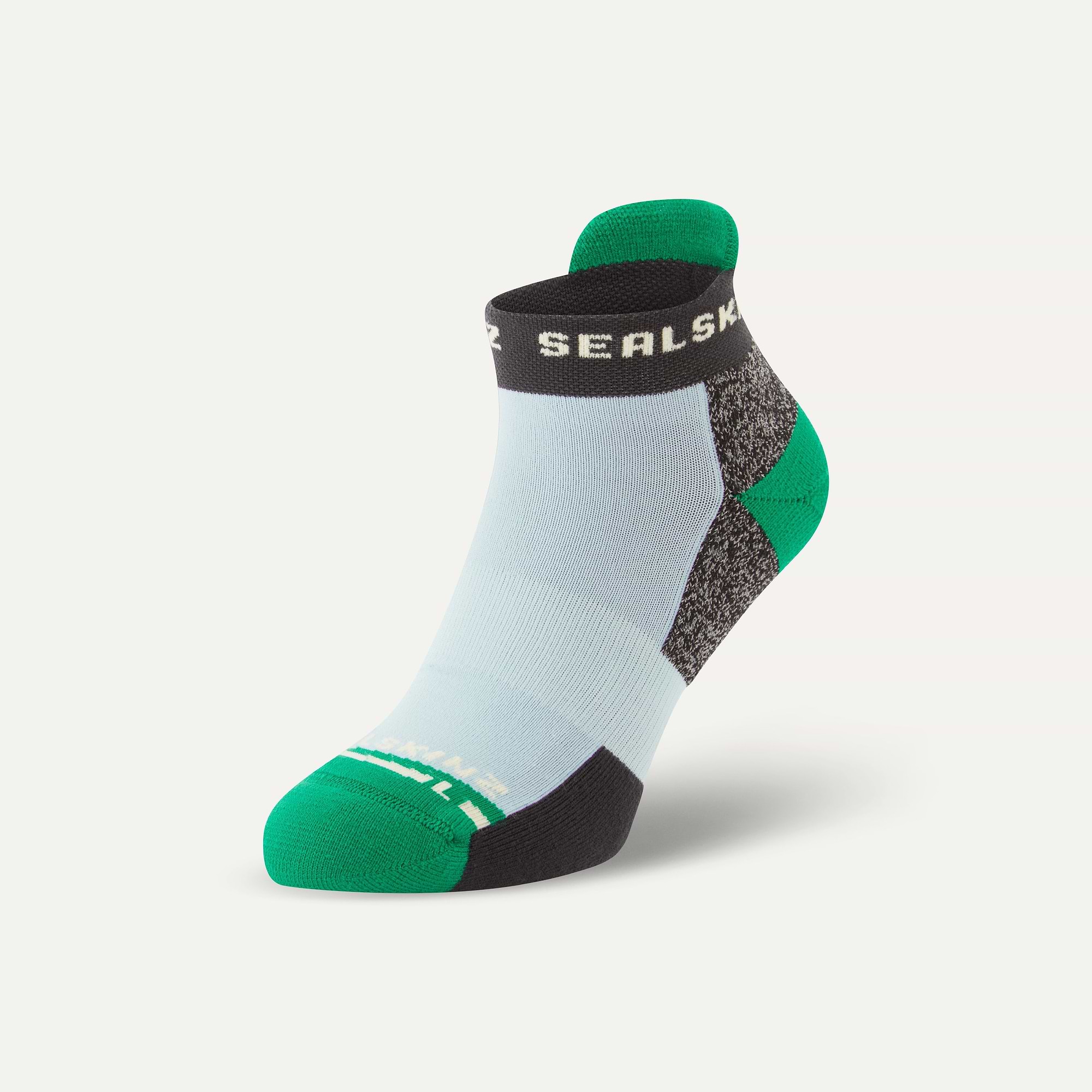 White and green ankle length sock