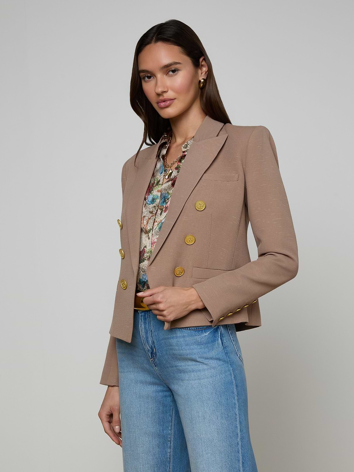 Mariella Leather Jacket in Cappuccino | L'AGENCE