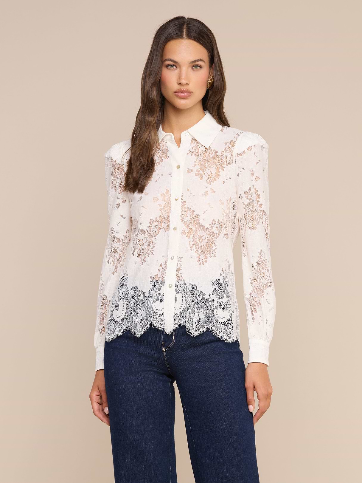 Seychelle Cropped Eyelet Blouse in White | L'AGENCE