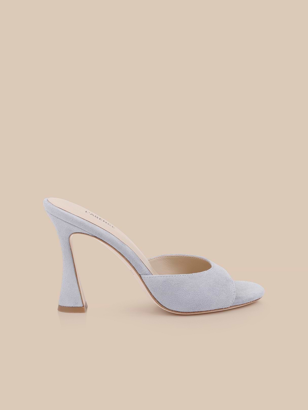 Lolita Suede Open-Toe Mule in Cappuccino Suede | L'AGENCE