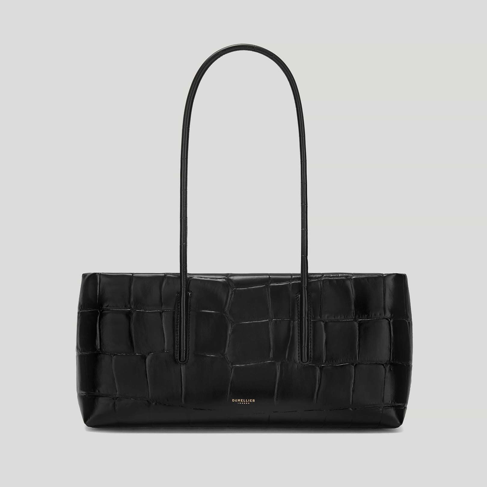 The Stockholm Shoulder - Black large croc-effect