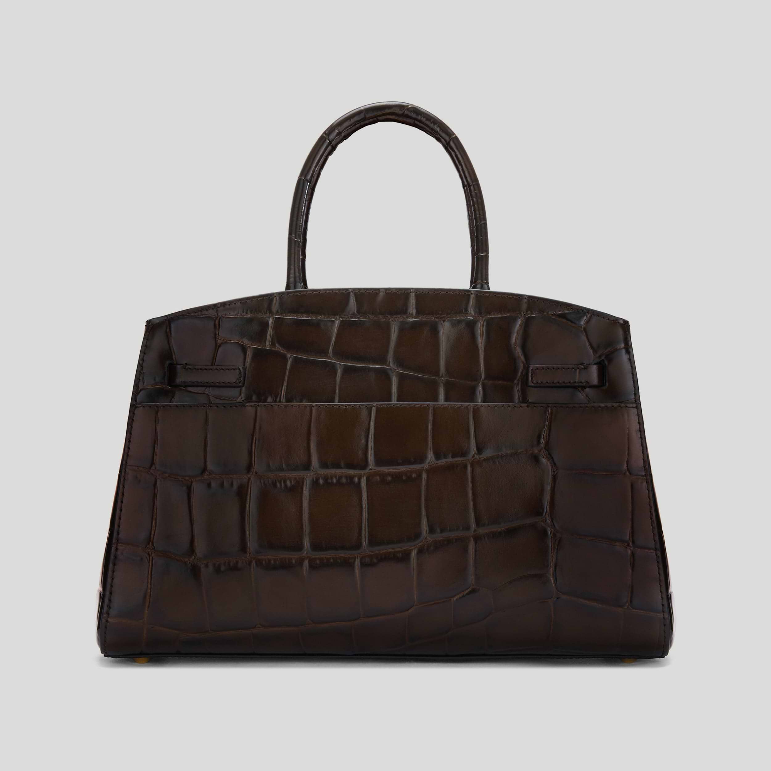 The Midi Hudson | Dark Chocolate Large Croc-Effect | DeMellier